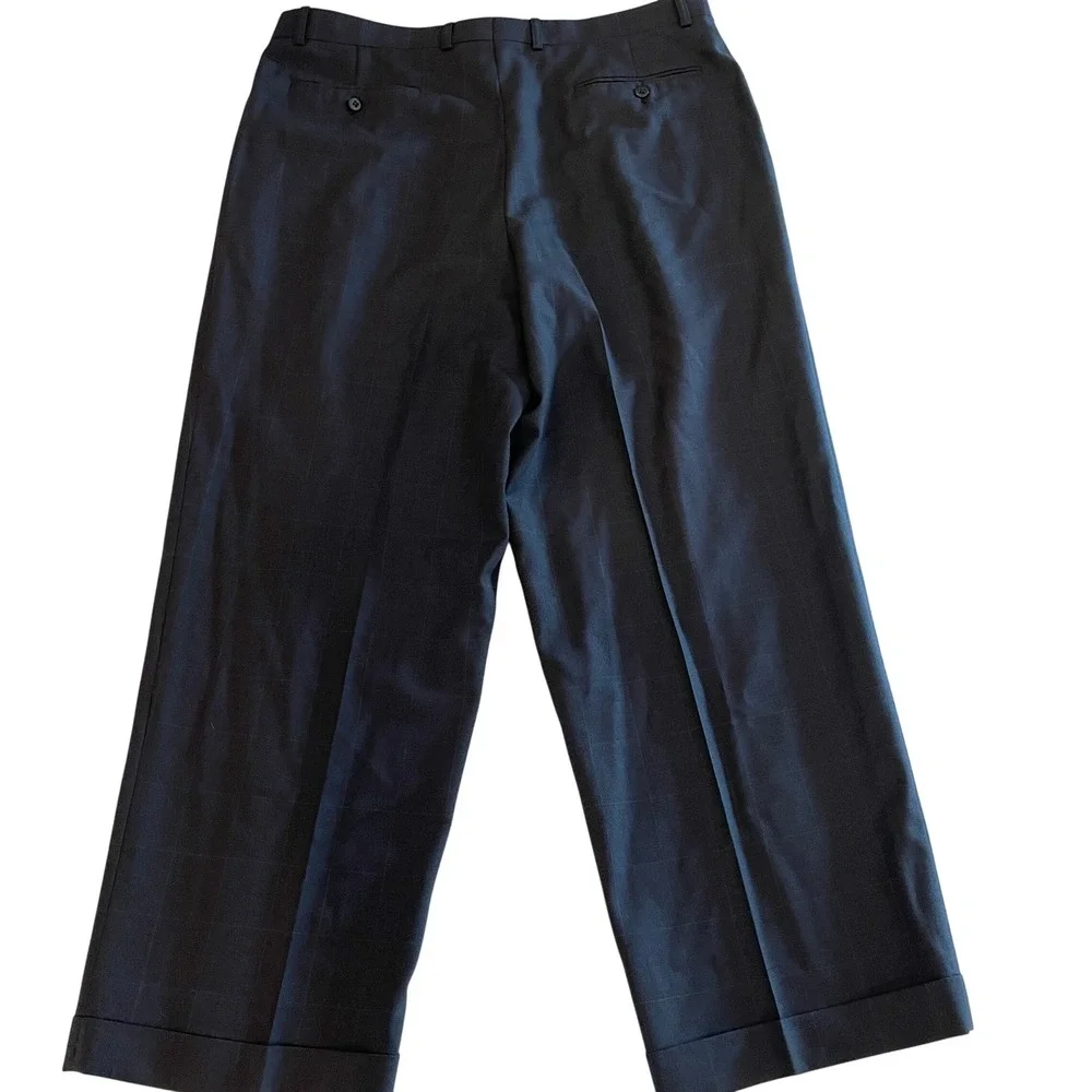 Zanella John Craig Mens Pleated Dress Pants Charcoal Grey Cuffed 38x29